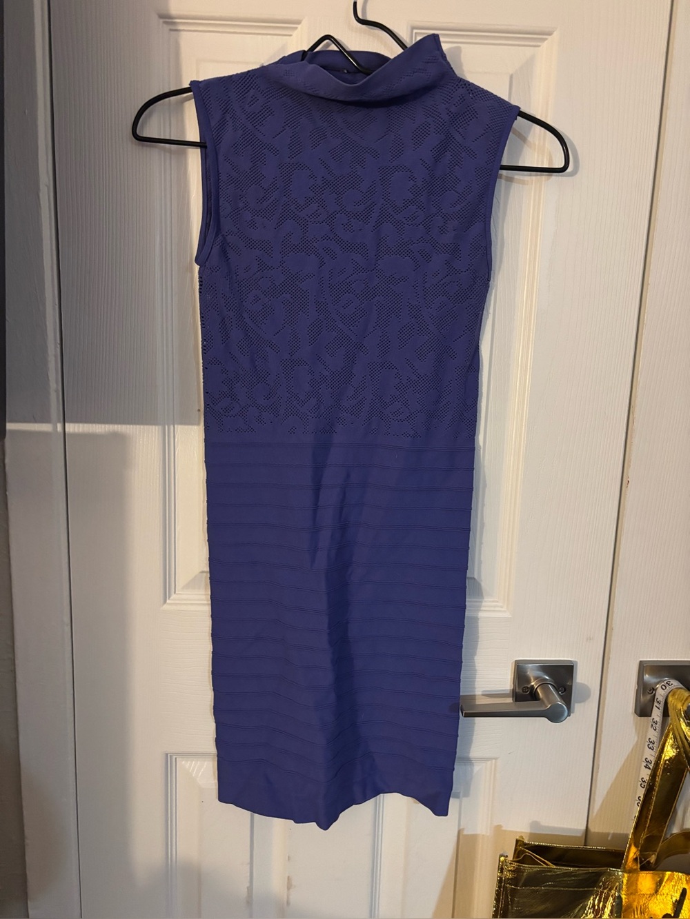 Sleeveless Purple Mock-Neck Bodycon Dress